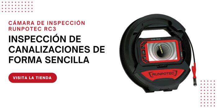Cámara de inspección Runpotec RC3 con pantalla HD y cable, disponible en la tienda online de Microzanjas