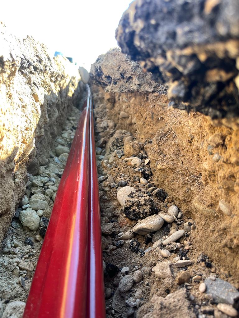 Canalización para fibra óptica en La Granadella